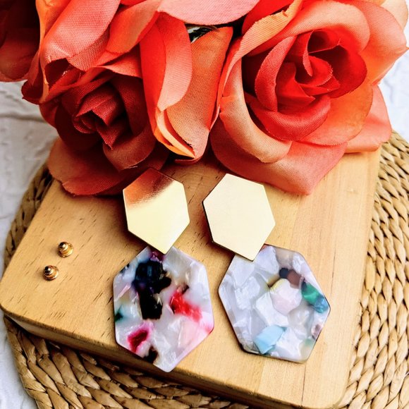 PLANET BOHO SHOP Jewelry - BOHEMIAN MOTTLED ACRYLIC EARRINGS  + FREE GIFT